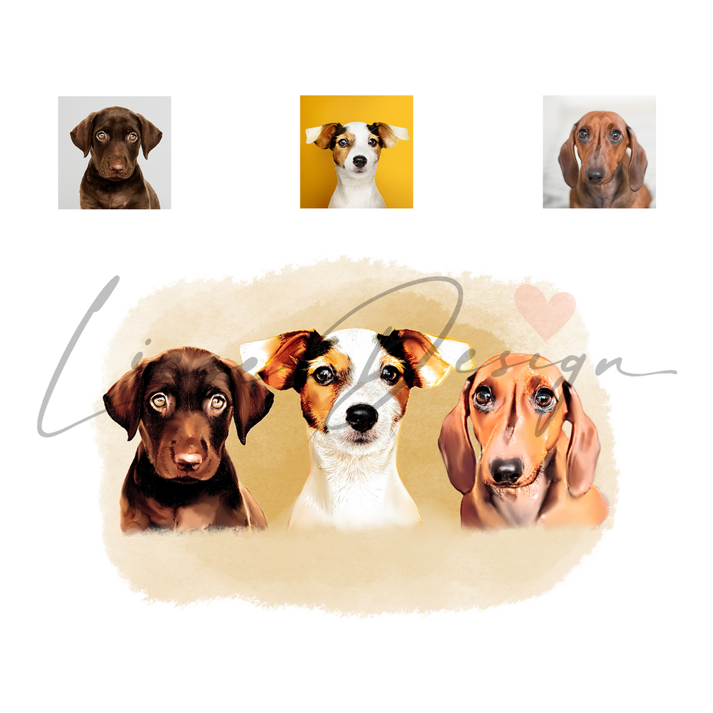 Watercolor style portrait - shoulder to half body - animal