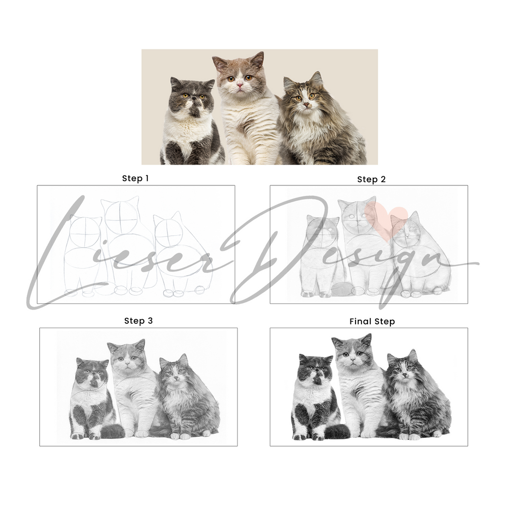 Bleistift Portrait - ganzer Körper - Tier