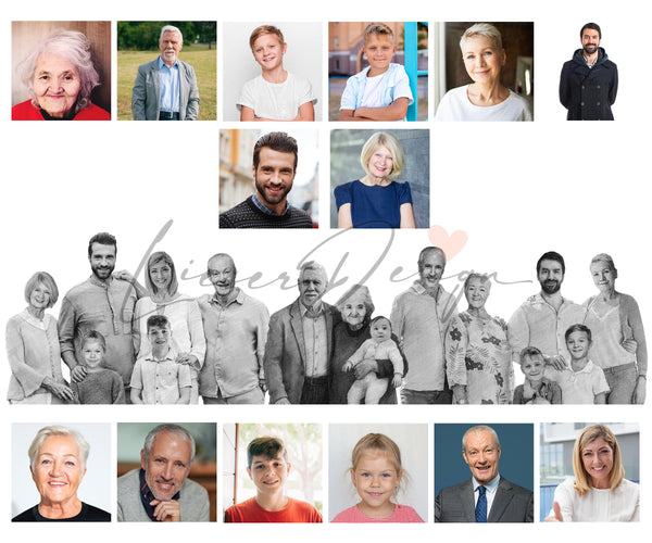Bleistift Portrait -halber Körper/Brust - Mensch (mit umarmen)