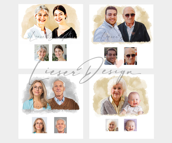 Wasserfarbenstil Portrait -Kopf bis Schulter - Mensch (ohne umarmen)