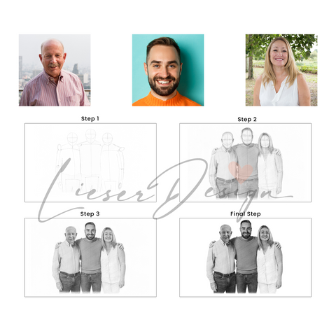 Bleistift Portrait -halber Körper/Brust - Mensch (mit umarmen)